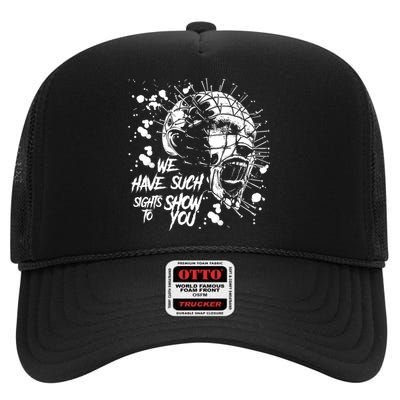 We Have Such Sights To Show You Retro Horror Movie 1987 Halloween High Crown Mesh Back Trucker Hat