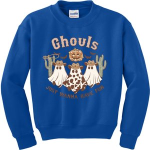 Western Halloween Spooky Ghosts Ghouls Just Wanna Have Fun Gift Kids Sweatshirt