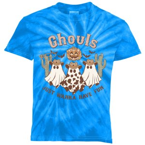 Western Halloween Spooky Ghosts Ghouls Just Wanna Have Fun Gift Kids Tie-Dye T-Shirt