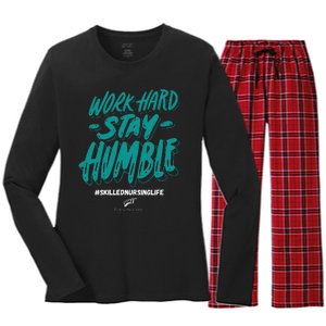 Work Hard Stay Humble Folsom Care Center Women's Long Sleeve Flannel Pajama Set 