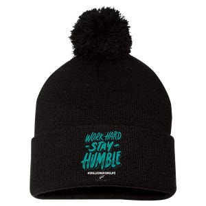 Work Hard Stay Humble Folsom Care Center Pom Pom 12in Knit Beanie