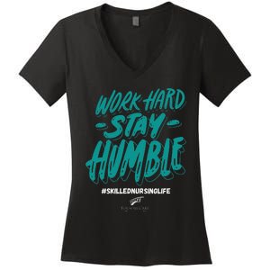 Work Hard Stay Humble Folsom Care Center Women's V-Neck T-Shirt