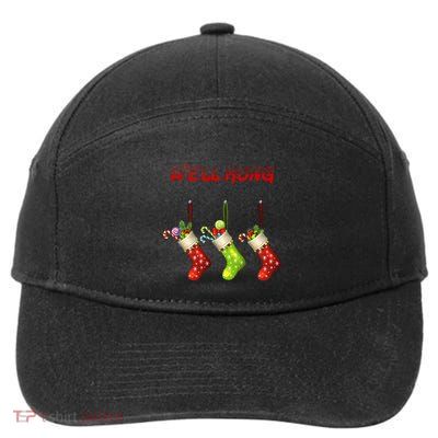 Well Hung Stockings Candy Cane Snowflakes Christmas Xmas Gift 7-Panel Snapback Hat