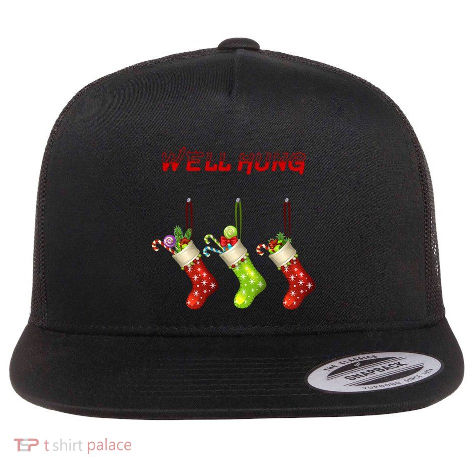 Well Hung Stockings Candy Cane Snowflakes Christmas Xmas Gift Flatbill Hat