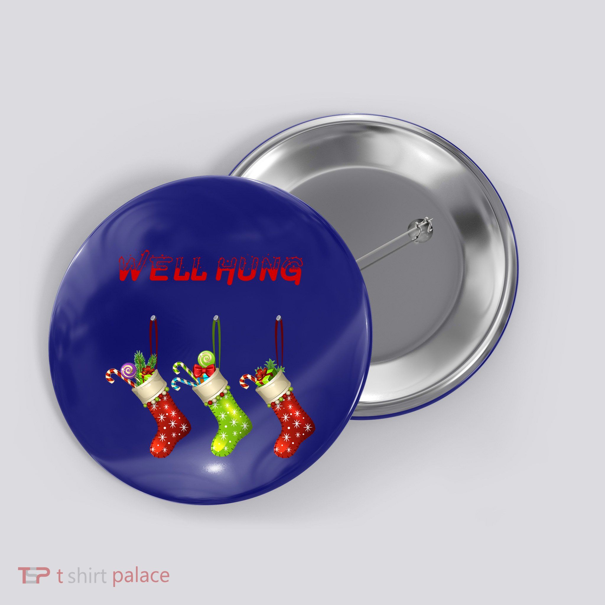 Well Hung Stockings Candy Cane Snowflakes Christmas Xmas Gift Button