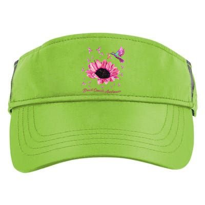 Womens Hummingbird Sunflower Pink Ribbon Breast Cancer Awareness Adult Drive Performance Visor