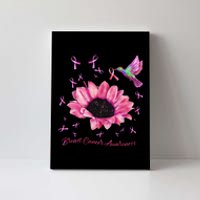 Womens Hummingbird Sunflower Pink Ribbon Breast Cancer Awareness Canvas