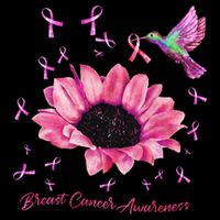 Womens Hummingbird Sunflower Pink Ribbon Breast Cancer Awareness Bucket Hat