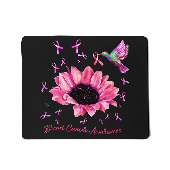 Womens Hummingbird Sunflower Pink Ribbon Breast Cancer Awareness Mousepad