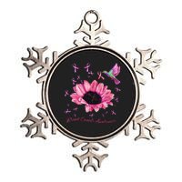 Womens Hummingbird Sunflower Pink Ribbon Breast Cancer Awareness Metallic Star Ornament