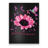 Womens Hummingbird Sunflower Pink Ribbon Breast Cancer Awareness Poster