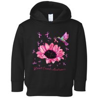 Womens Hummingbird Sunflower Pink Ribbon Breast Cancer Awareness Toddler Hoodie