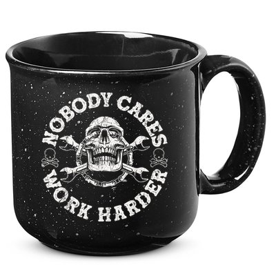 Work Harder Skull Engineer Meme No One Cares Work Harder Motivational Quote 15oz Campfire Ceramic Mug