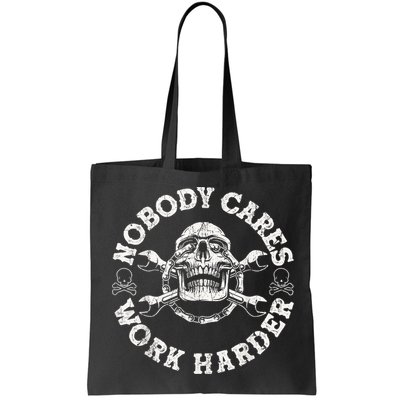 Work Harder Skull Engineer Meme No One Cares Work Harder Motivational Quote Bag