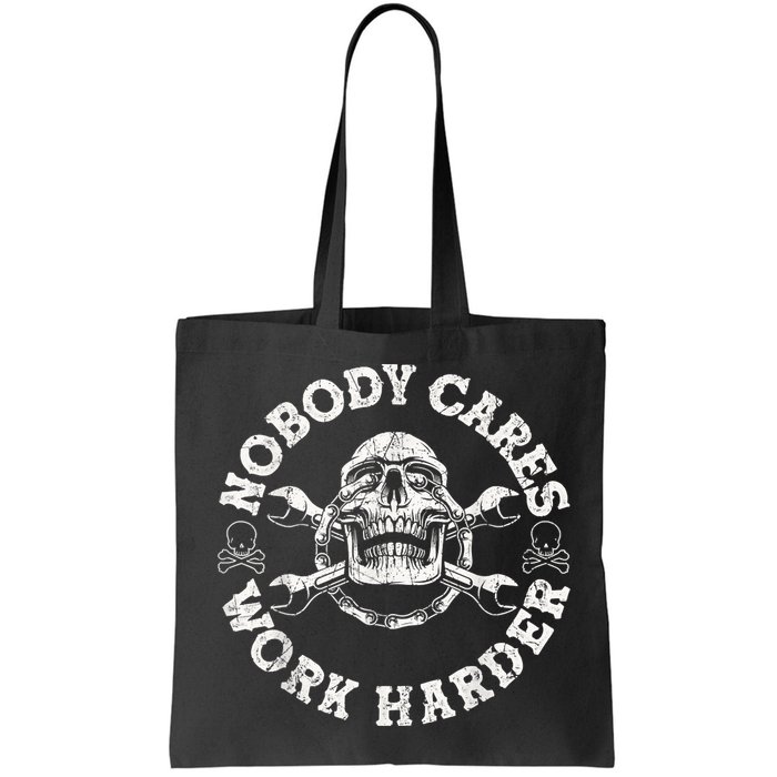 Work Harder Skull Engineer Meme No One Cares Work Harder Motivational Quote Bag