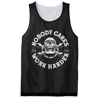 Work Harder Skull Engineer Meme No One Cares Work Harder Motivational Quote Mesh Reversible Basketball Jersey Tank