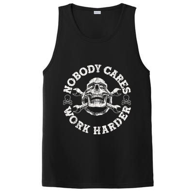 Work Harder Skull Engineer Meme No One Cares Work Harder Motivational Quote PosiCharge Competitor Tank