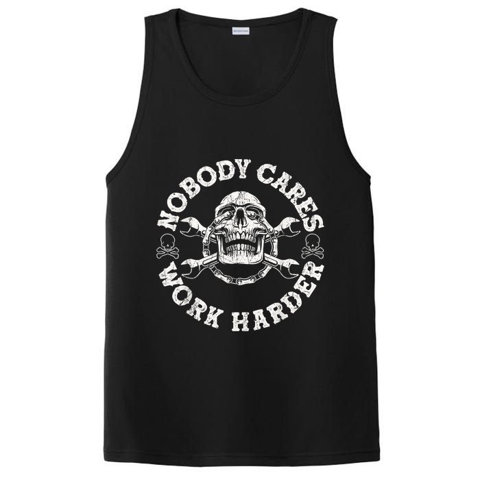 Work Harder Skull Engineer Meme No One Cares Work Harder Motivational Quote PosiCharge Competitor Tank