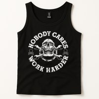 Work Harder Skull Engineer Meme No One Cares Work Harder Motivational Quote Tank Top