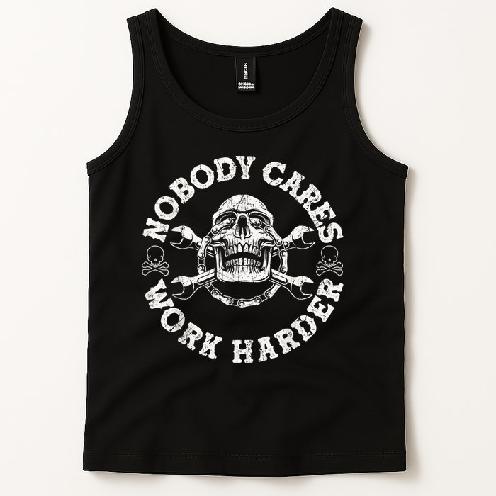 Work Harder Skull Engineer Meme No One Cares Work Harder Motivational Quote Tank Top