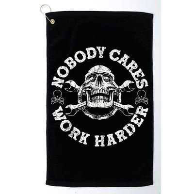 Work Harder Skull Engineer Meme No One Cares Work Harder Motivational Quote Golf Towel