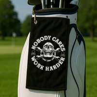 Work Harder Skull Engineer Meme No One Cares Work Harder Motivational Quote Golf Towel