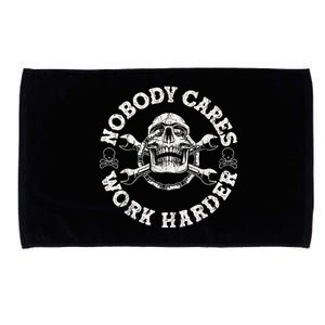 Work Harder Skull Engineer Meme No One Cares Work Harder Motivational Quote Microfiber Hand Towel