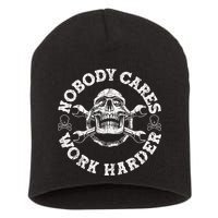 Work Harder Skull Engineer Meme No One Cares Work Harder Motivational Quote Short Acrylic Beanie