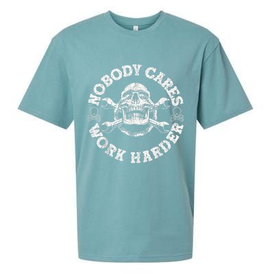 Work Harder Skull Engineer Meme No One Cares Work Harder Motivational Quote Sueded Cloud Jersey T-Shirt