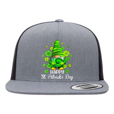 Wo Happy St Patrick's Day Gnome Tie Dye Shamrock Irish Lucky Flat Bill Trucker Hat