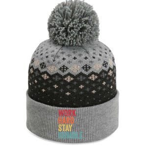 Work Hard Stay Humble Motivational Quote Gift The Baniff Cuffed Pom Beanie