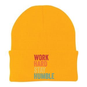 Work Hard Stay Humble Motivational Quote Gift Knit Cap Winter Beanie