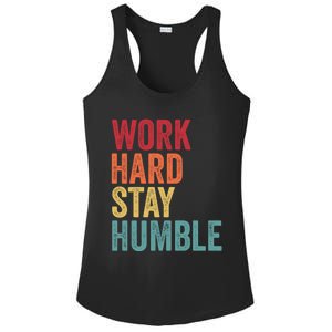 Work Hard Stay Humble Motivational Quote Gift Ladies PosiCharge Competitor Racerback Tank