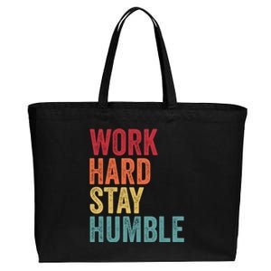 Work Hard Stay Humble Motivational Quote Gift Cotton Canvas Jumbo Tote