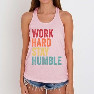 Work Hard Stay Humble Motivational Quote Gift Women's Knotted Racerback Tank