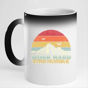 Work Hard Stay Humble Gift Retro Style Mindfulness Gift 11oz Black Color Changing Mug