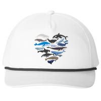 Whales Heart Shaped Marine Biologist Whale Lover Wildlife Snapback Five-Panel Rope Hat