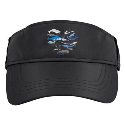 Whales Heart Shaped Marine Biologist Whale Lover Wildlife Adult Drive Performance Visor