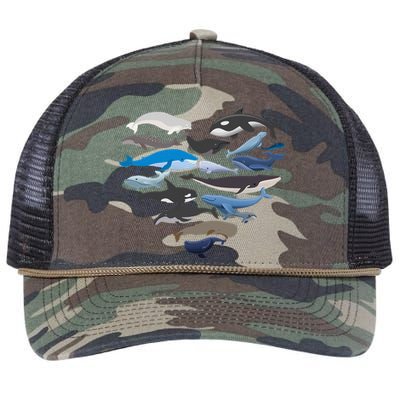 Whales Heart Shaped Marine Biologist Whale Lover Wildlife Retro Rope Trucker Hat Cap