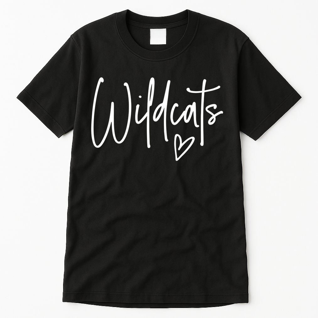 Wildcats Heart School Sports Fan Team Spirit Tall T-Shirt
