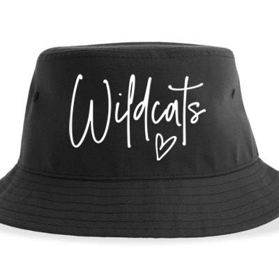 Wildcats Heart School Sports Fan Team Spirit Sustainable Bucket Hat