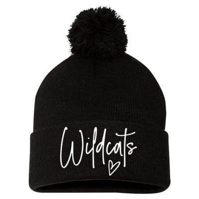 Wildcats Heart School Sports Fan Team Spirit Pom Pom 12in Knit Beanie