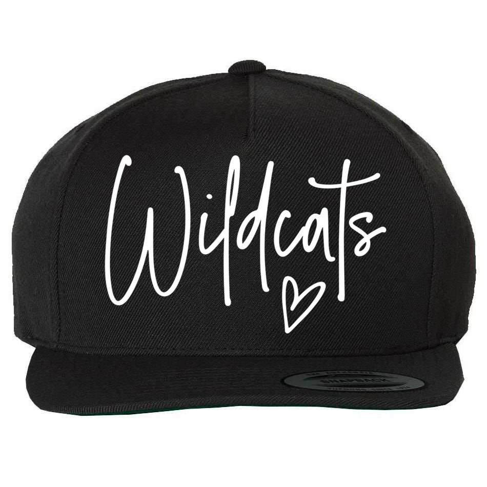 Wildcats Heart School Sports Fan Team Spirit Wool Snapback Cap