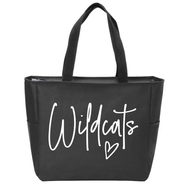 Wildcats Heart School Sports Fan Team Spirit Zip Tote Bag