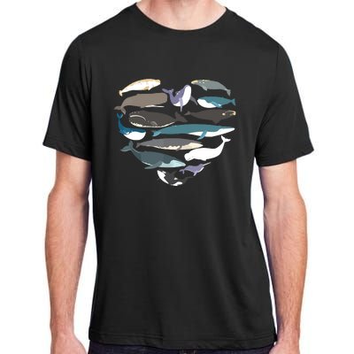 Whales Heart Shape Cute Ocean Mammals Whale Breeds Species Adult ChromaSoft Performance T-Shirt