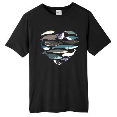 Whales Heart Shape Cute Ocean Mammals Whale Breeds Species Tall Fusion ChromaSoft Performance T-Shirt