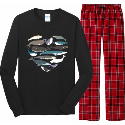 Whales Heart Shape Cute Ocean Mammals Whale Breeds Species Long Sleeve Pajama Set