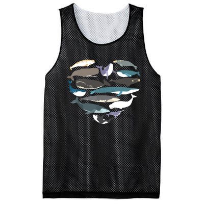 Whales Heart Shape Cute Ocean Mammals Whale Breeds Species Mesh Reversible Basketball Jersey Tank