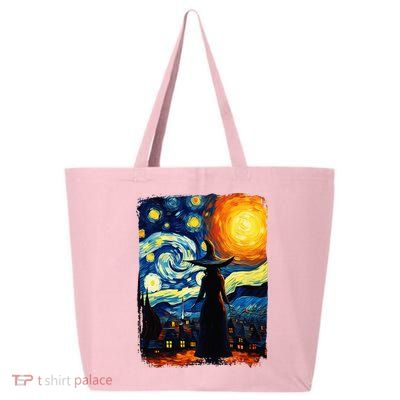 Witch Halloween Starry Night Van Gogh Aesthetic Painting 25L Jumbo Tote