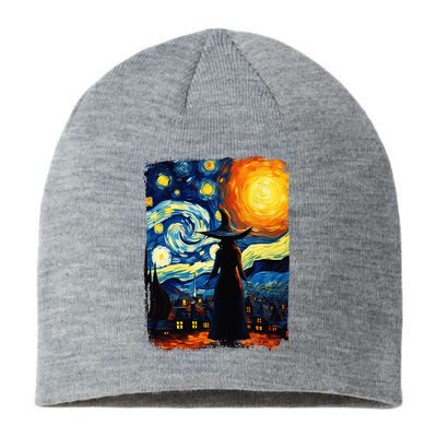 Witch Halloween Starry Night Van Gogh Aesthetic Painting Sustainable Beanie
